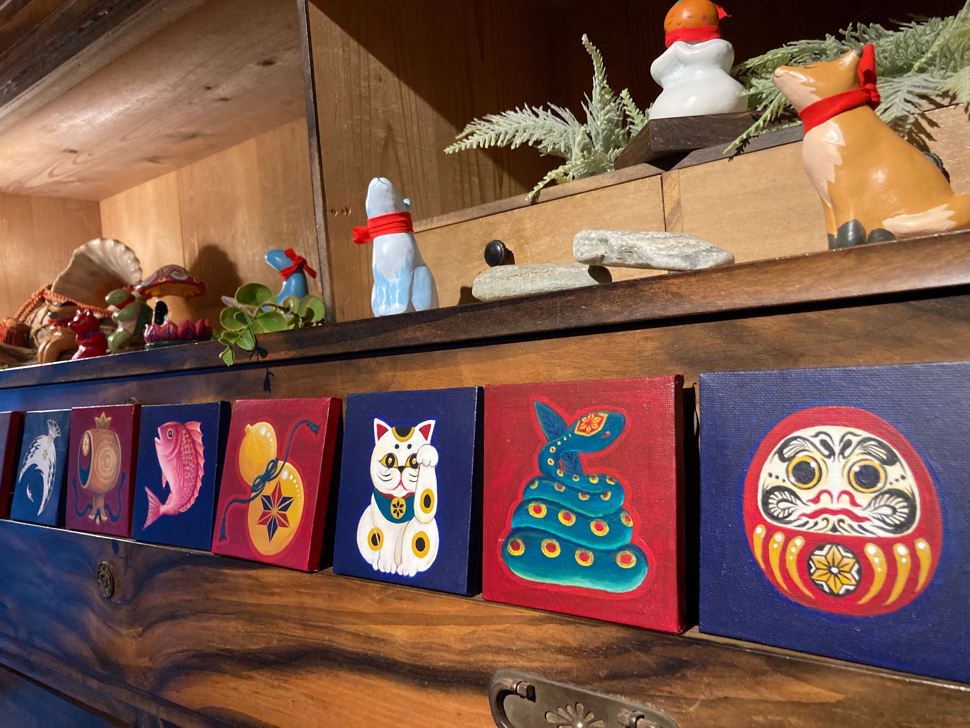 アクリル絵画 赤い果実 青いフレーム 富士と青もみじ】アクリル画 F10 風景画 絵画 - メルカリ