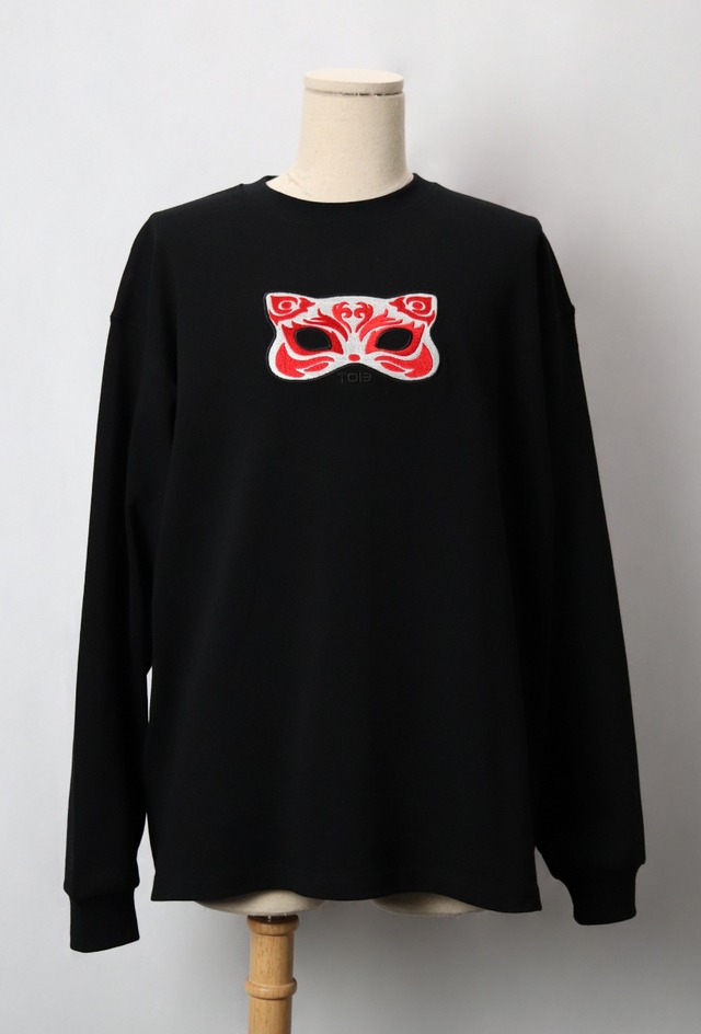 Fox mask Long sleeve T-shirt (フォックス マスク ロング スリーブ ティーシャツ)【Black】