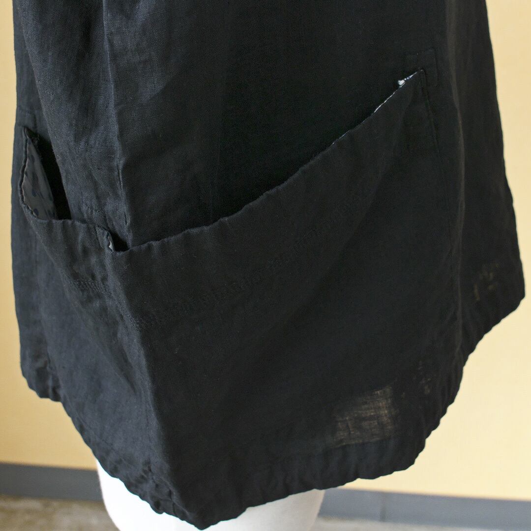 快晴堂 カイセイドウ スプリングリネン斜めポケットTシャツ・ブラック