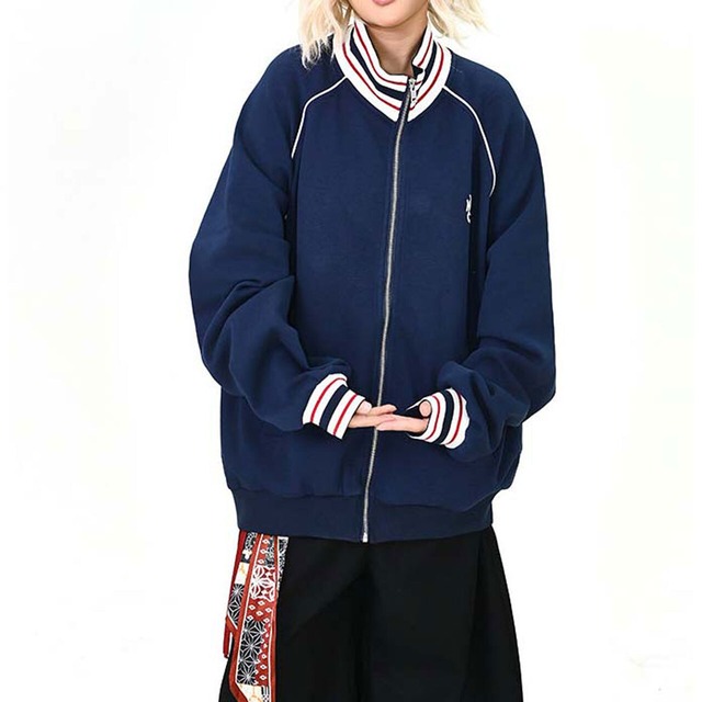 リブラインラグランジップブルゾン 2col   R01584