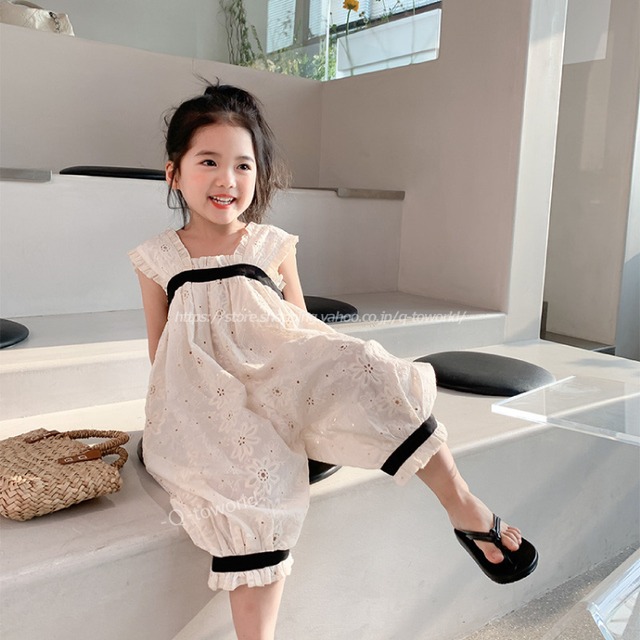 【80㎝-130㎝】サロペット　オールインワン　カジュアル　レース　オシャレ　韓国版　可愛い　女の子　韓国子供服　子供服
