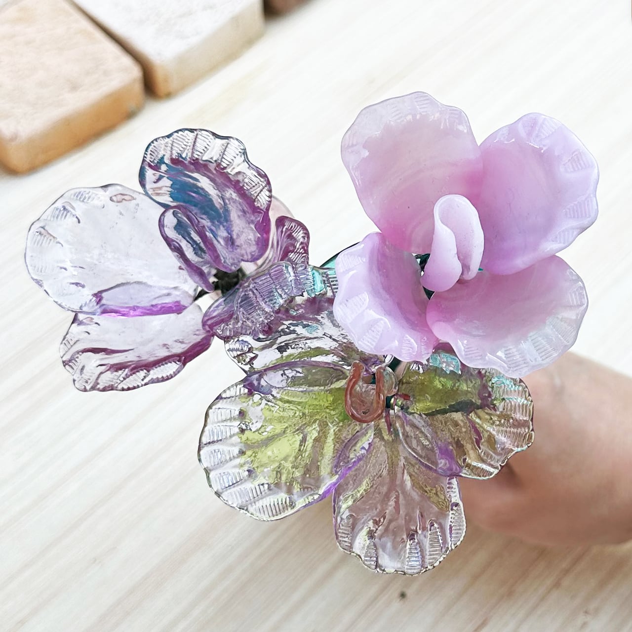 Item967 ヴェネチアンガラス ローズ ガラスの薔薇 Sサイズ クリア