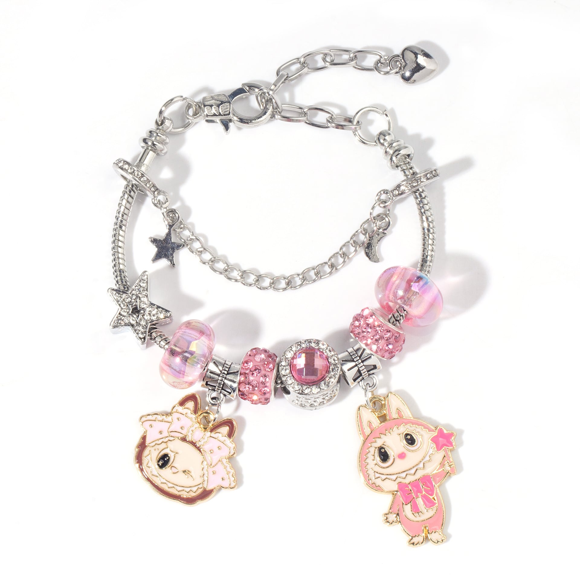 かわいいLabubuビーズブレスレット！サイズ調整可能でぴったりフィット