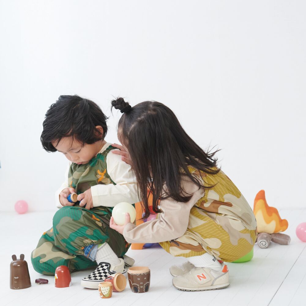 392plusm］お砂場着 ジャンプスーツ｜ more textiles | bibmilk Online