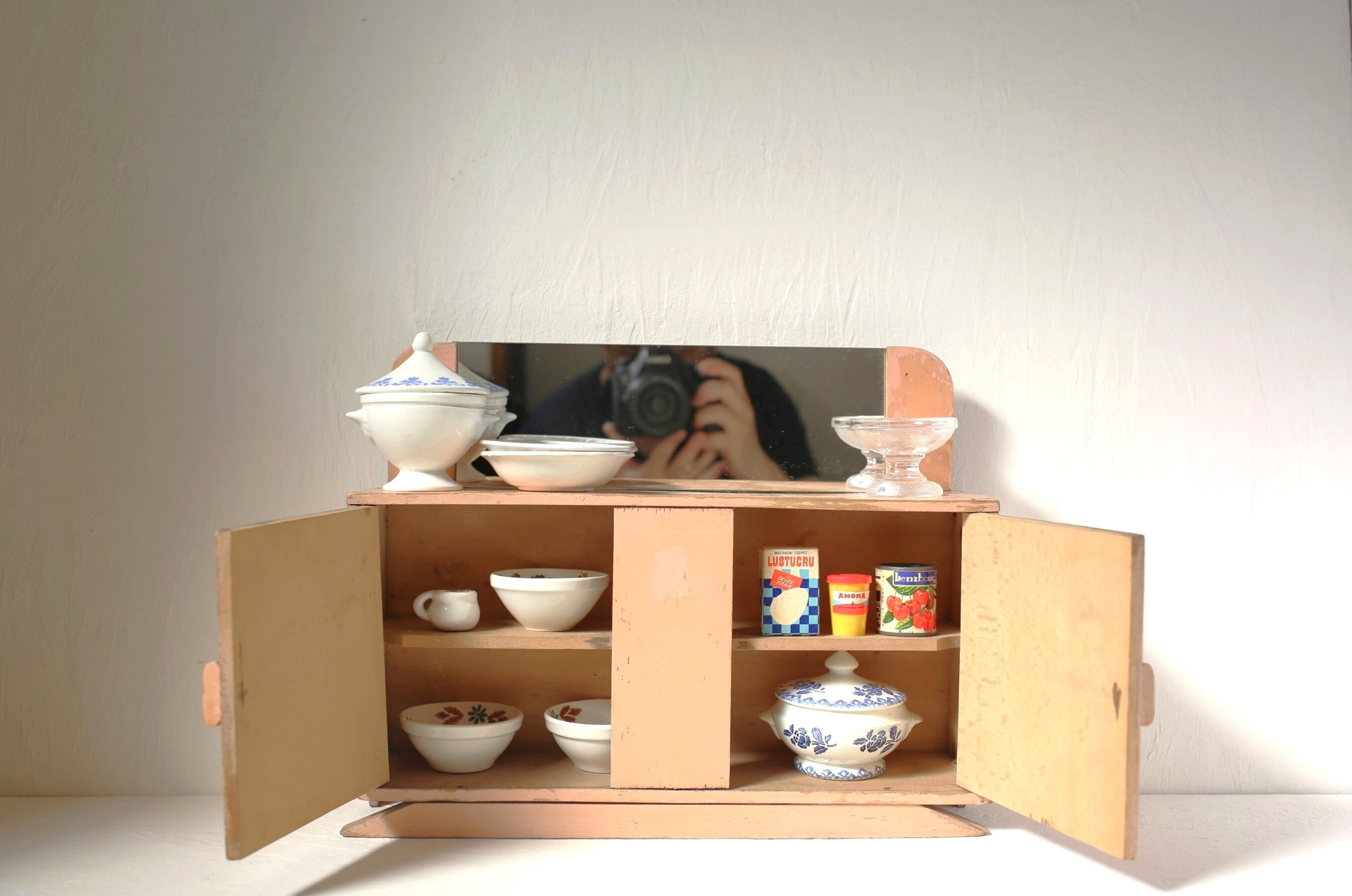 ❀アンティーク調ドールコラージュボード❀ フランス アンティーク ヴィンテージ ドールハウス dinette ミラー付き