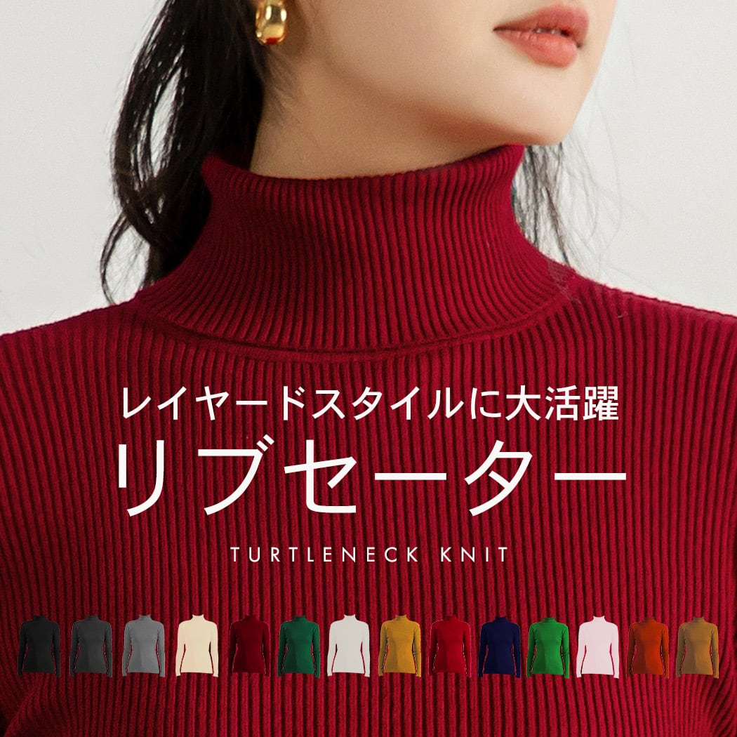 メール便】リブタートルネックセーター／tops2043 | DAY CLOSET