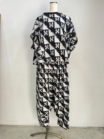ARTISAV KHADI COTTON イカットBLACK&WHITE スクエア柄 サルエルパンツ