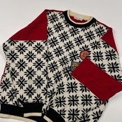 PIA SPORTS ピアスポーツ ワッペン付き ノルディック デザイン ウールニットセーター サイズ 5 /ライカ/日本製