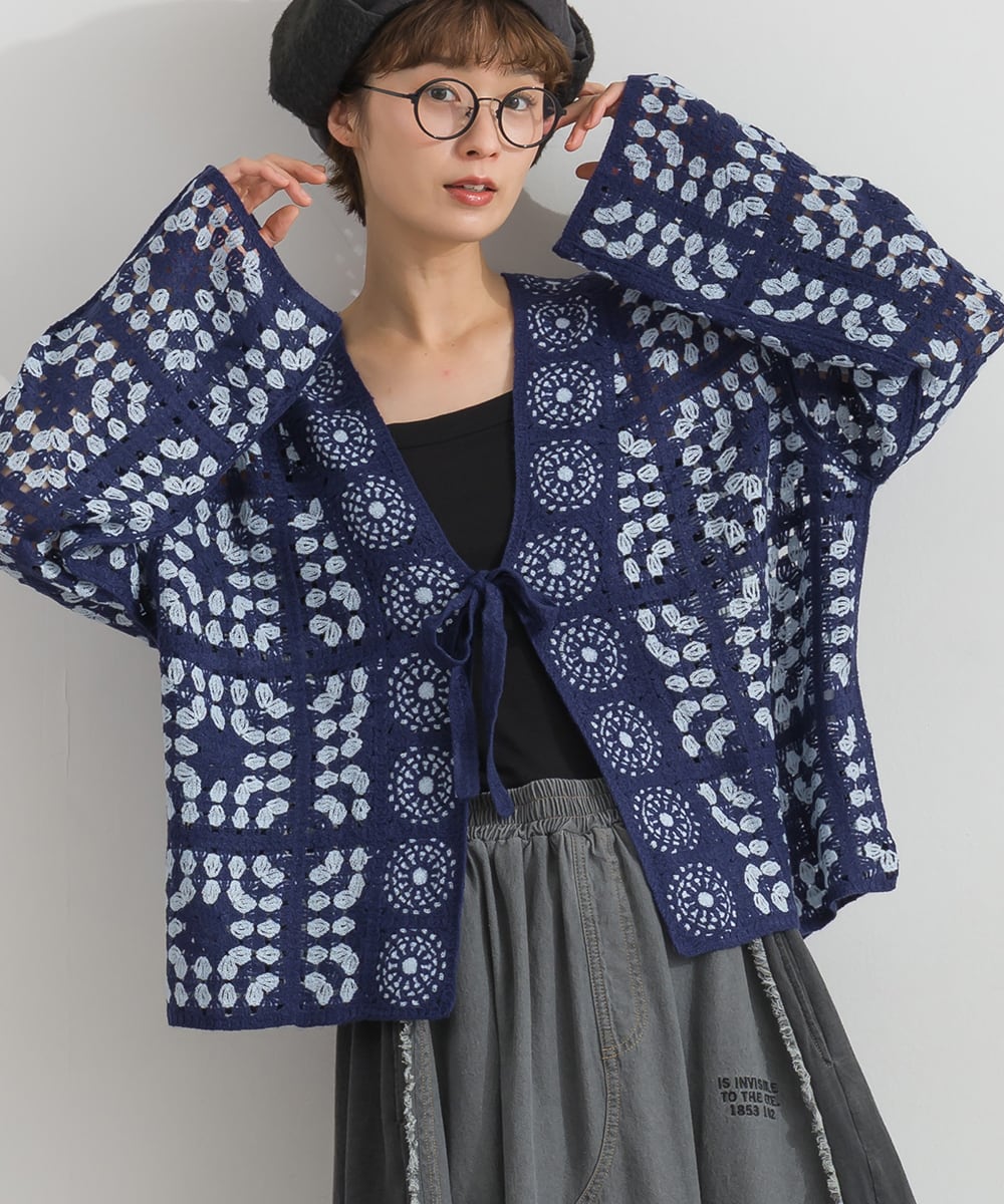 D262093 クロシェモチーフニットカーディガン / Crochet Motif Knit