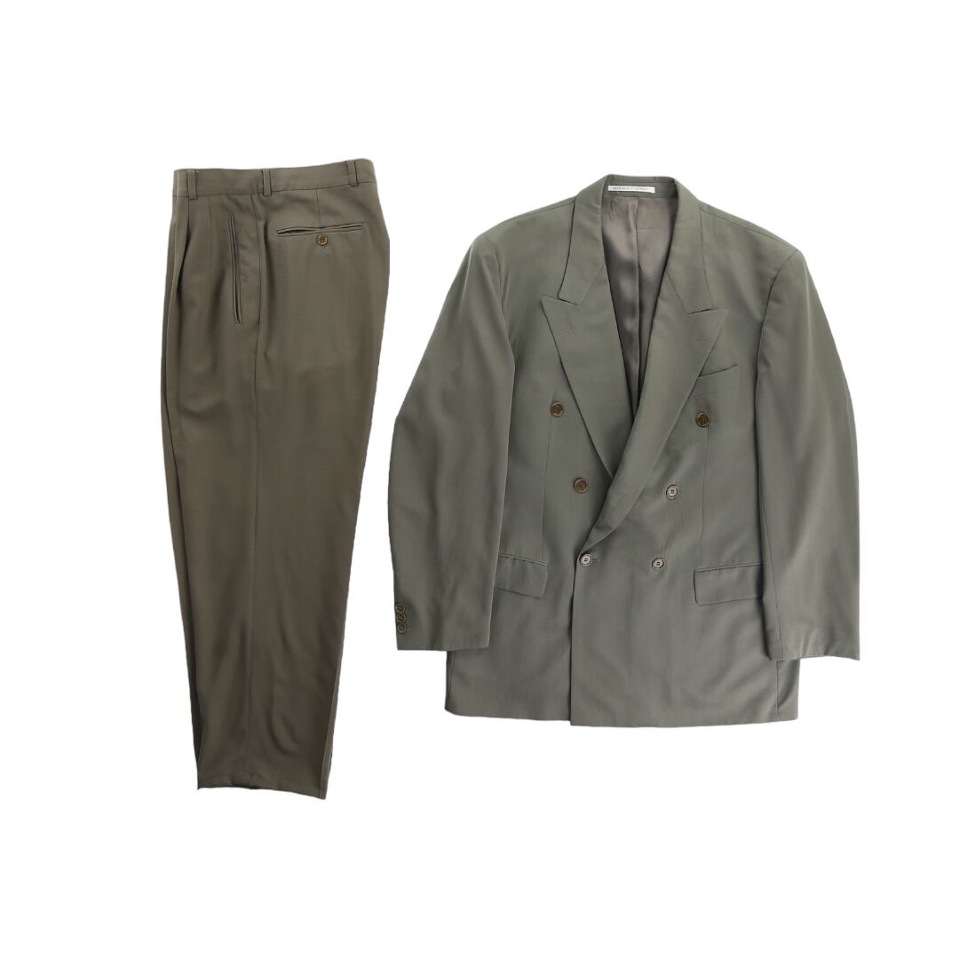 OTSU】1990's HUGO BOSS silk blend 2-piece suits set up / double