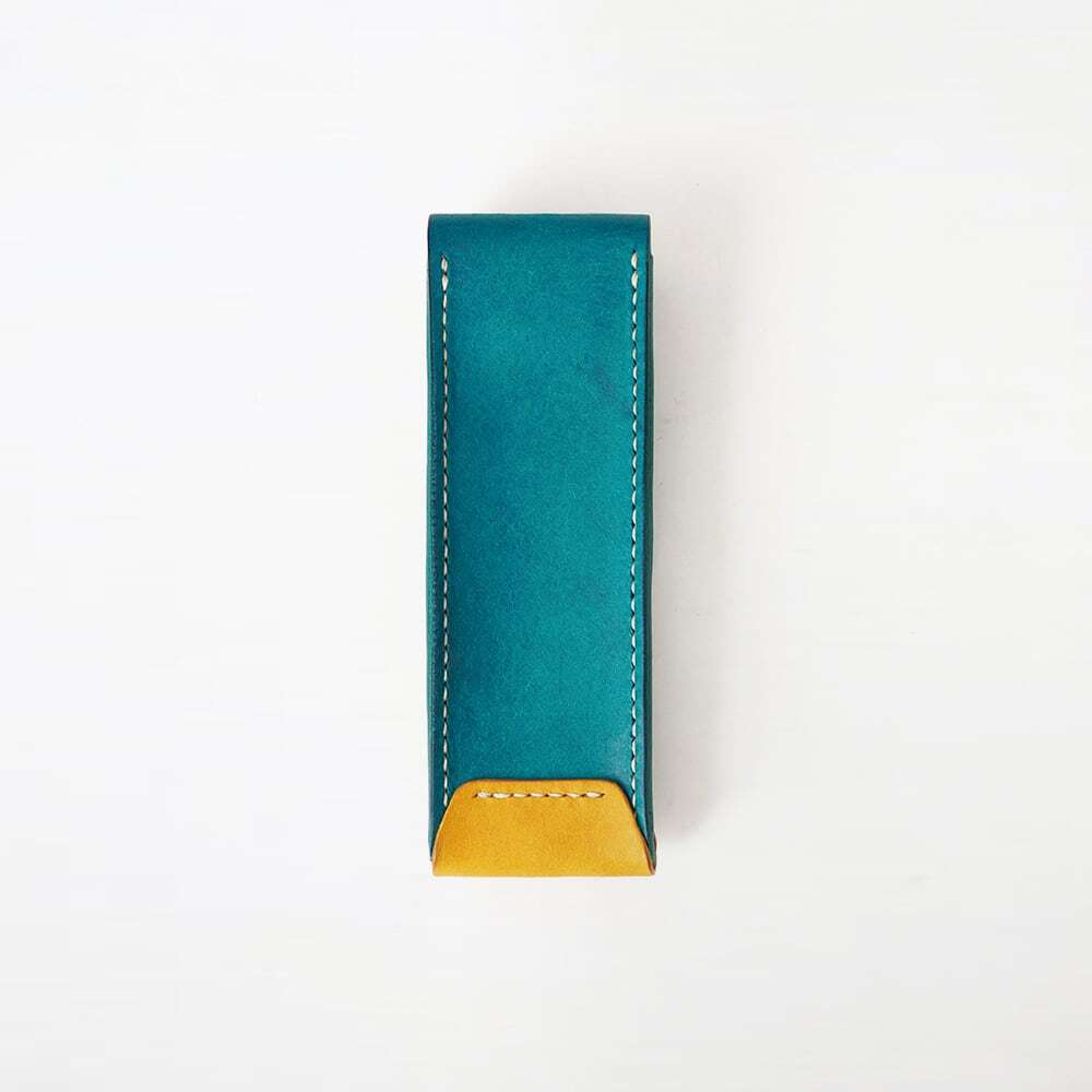 スリムなペンケース 大切なペン3本【ターコイズ×イエロー】（受注生産