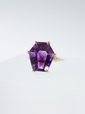 Goethite in Amethyst Ring -2