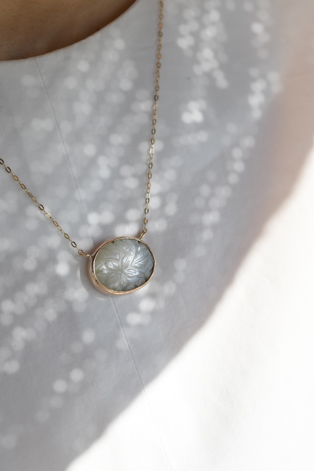 K10 Carving Moonstone Necklace 10金カービングムーンストーンネックレス