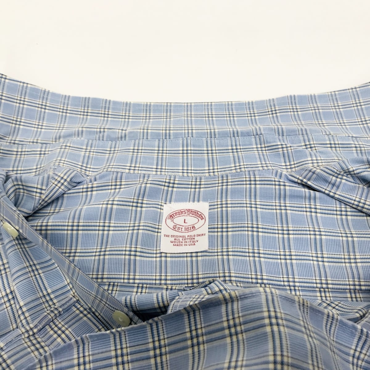 Brooks Brothers ブルックスブラザーズ 80〜90年代 USA製 イタリア製生地 ボタンダウン コットンシャツ ドレスシャツ  アイスブルー XL