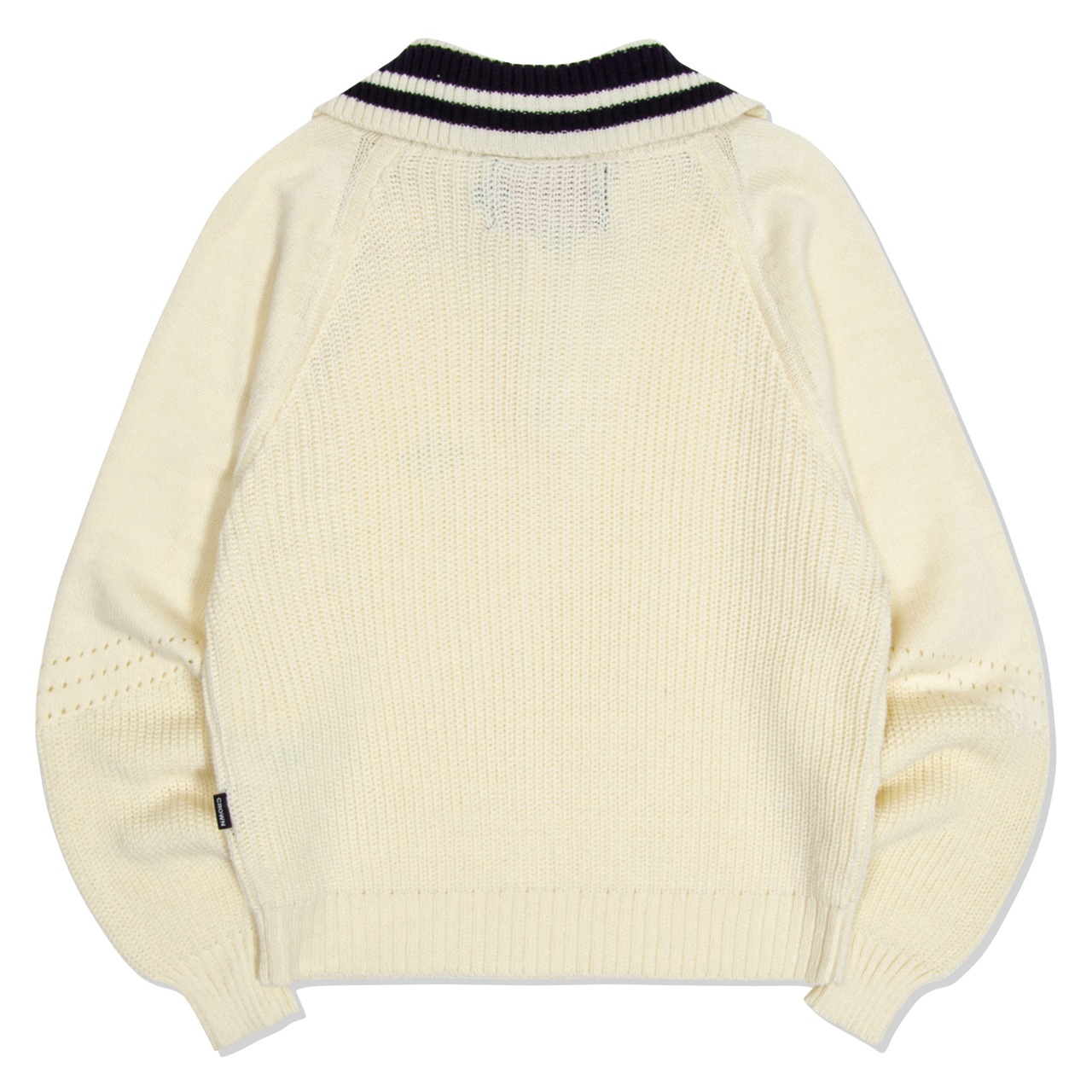 SPORTY LINE KNIT HALF ZIP UP_YELLOW OATMEAL