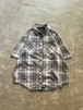 ORVIS チェックシャツ 半袖 グレー×ホワイト×ブラック XL オービス