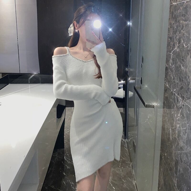 スプリングドレス セーター スカート ウェスト薄手ストラップレス 春物 YY-ファッション27722908638