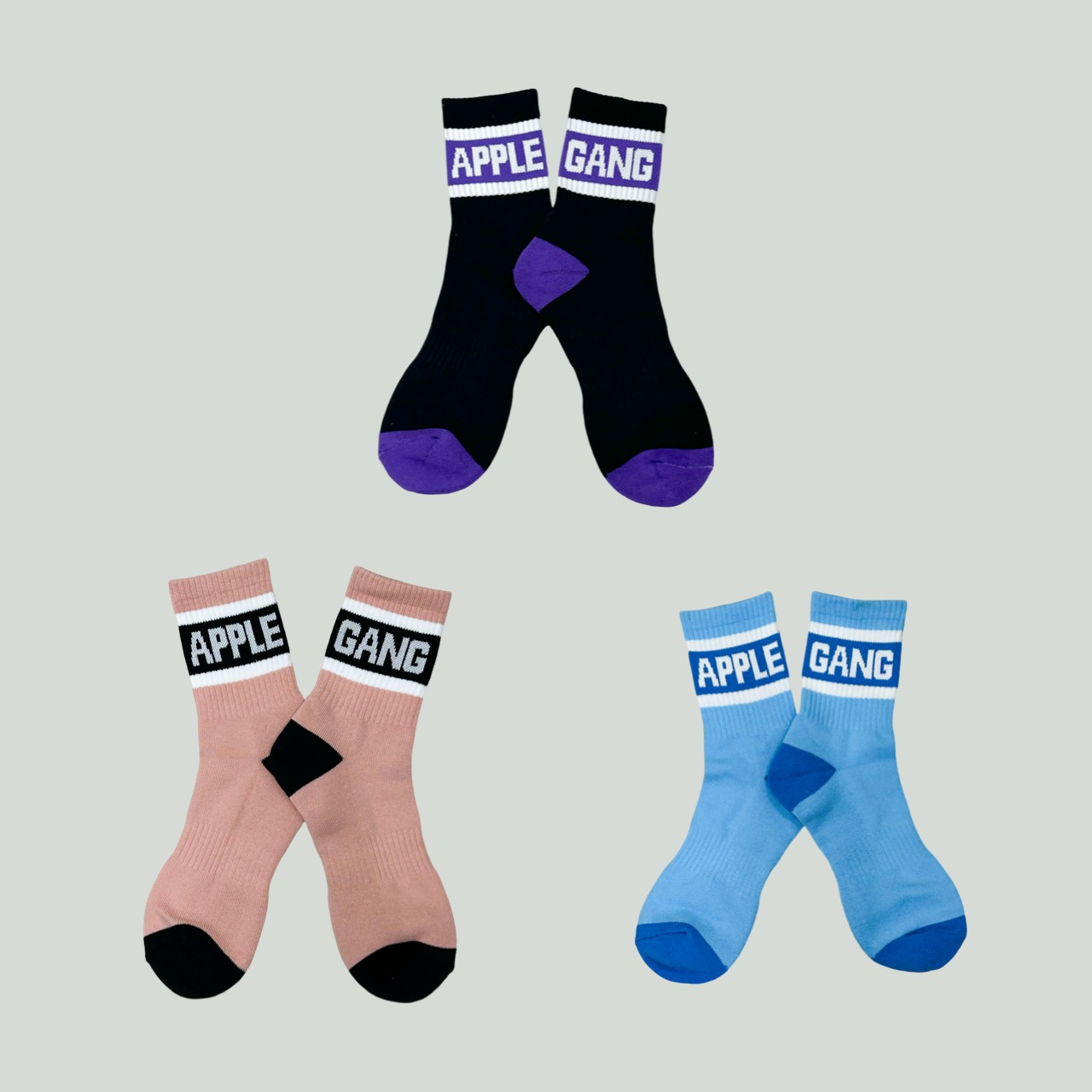 アシンメトリーデザインソックス２　スモーキーピンク