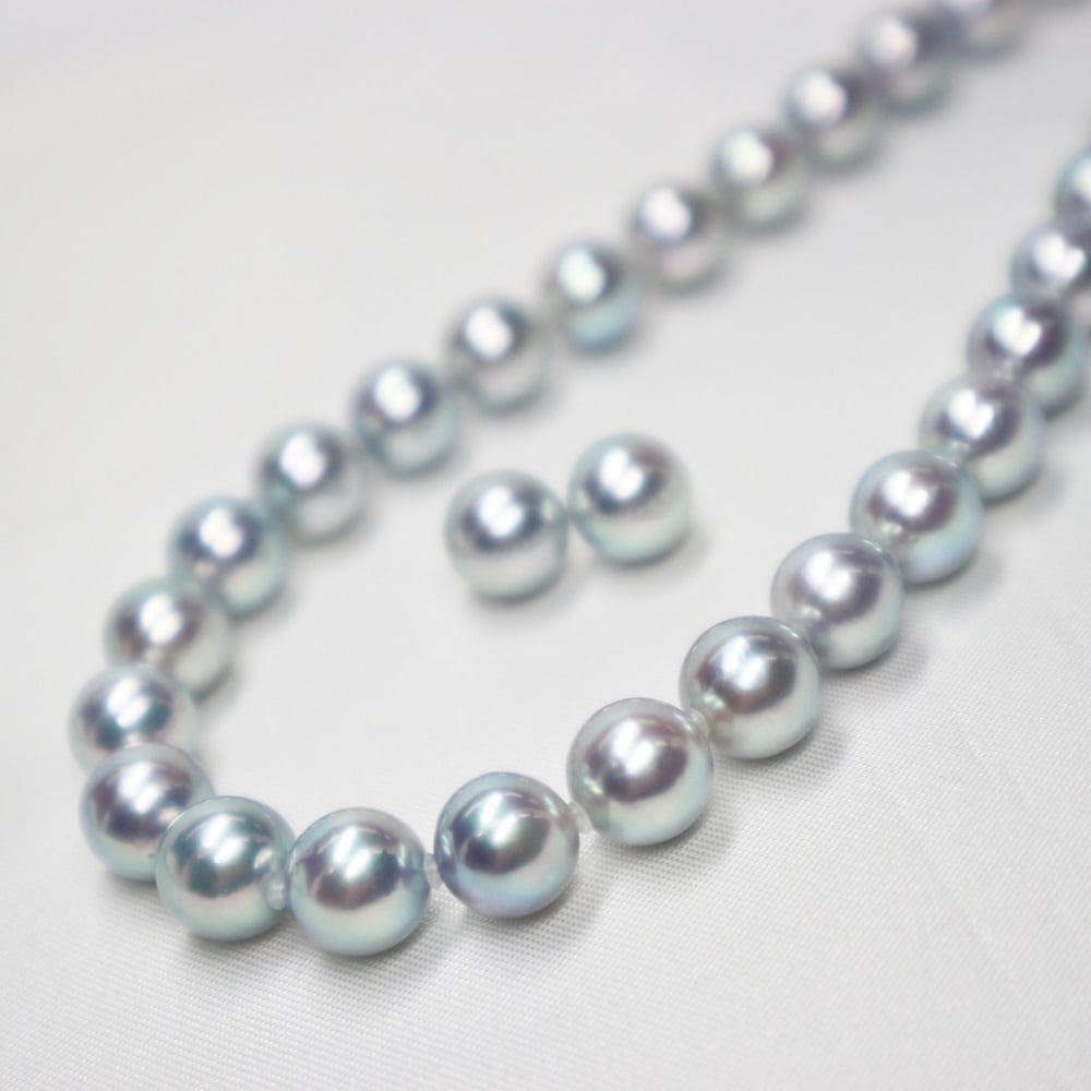 お受けさせて頂きます⑥ アコヤ真珠 本真珠 真珠 パール ネックレス ナチュラルブルー silver