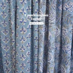 ブロックプリント生地【50cm単位】インド綿  小花柄 ブルー×白 #39679-BL2