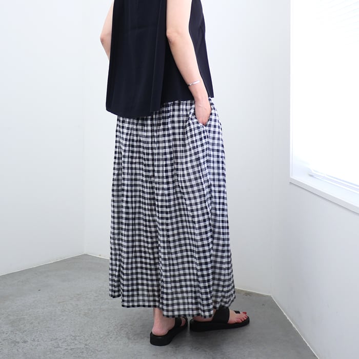SOIL（ソイル） FANCY GINGHAM CHECK GATHERED SKIRT[NSL26104] | tile
