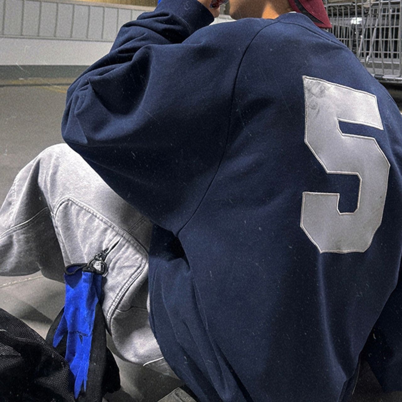 ダーティー加工ネイビースポーツスウェット　1113