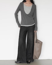 Bicolor layered long sleeve Tshirt T20274