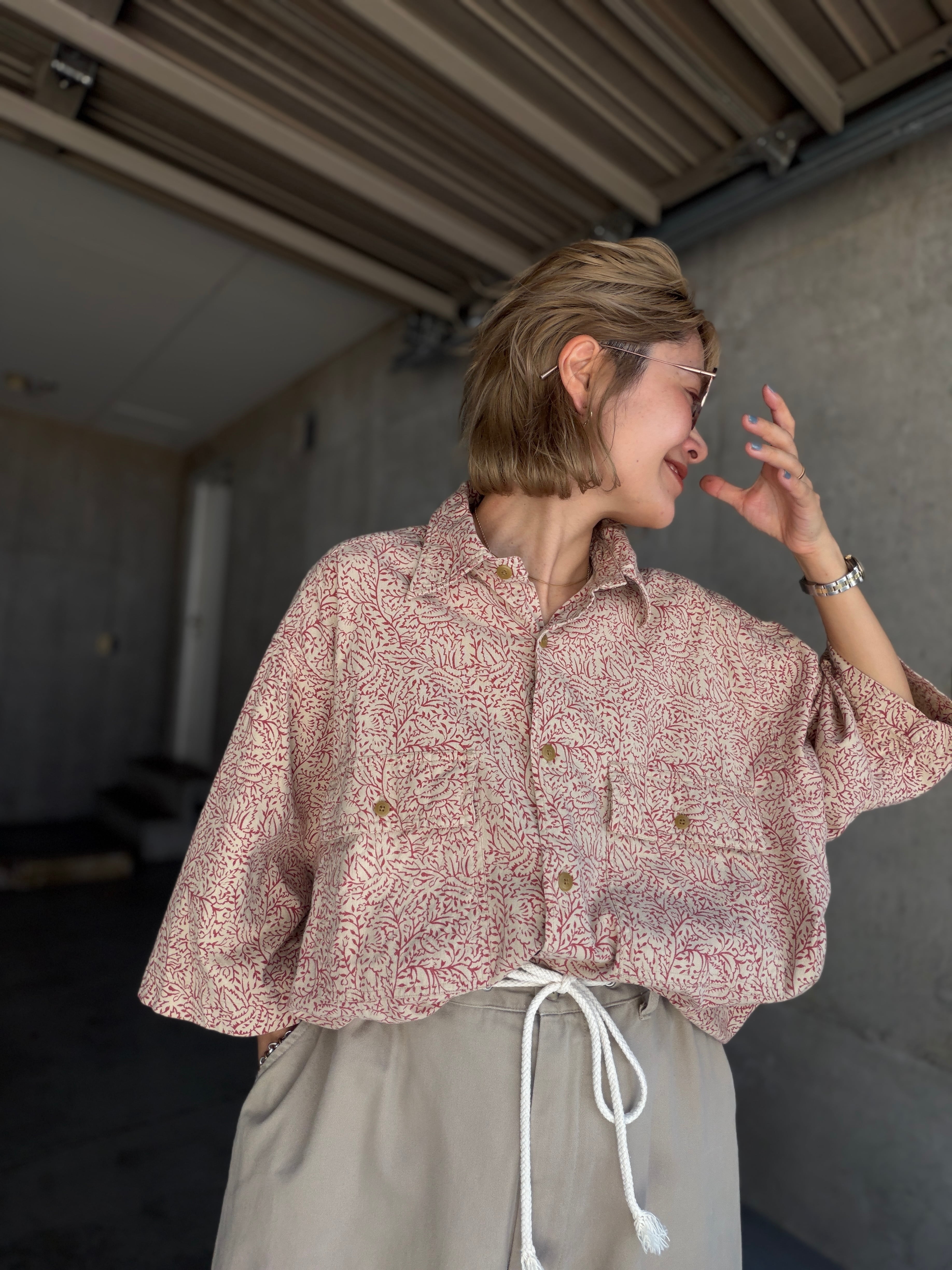 (SH1404)90‘s nautica all over pattern cotton shirt