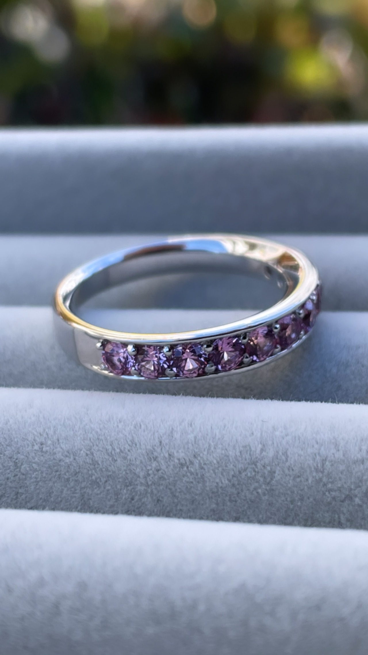 Pt900 ハート&キューピッド サファイアリング 12号