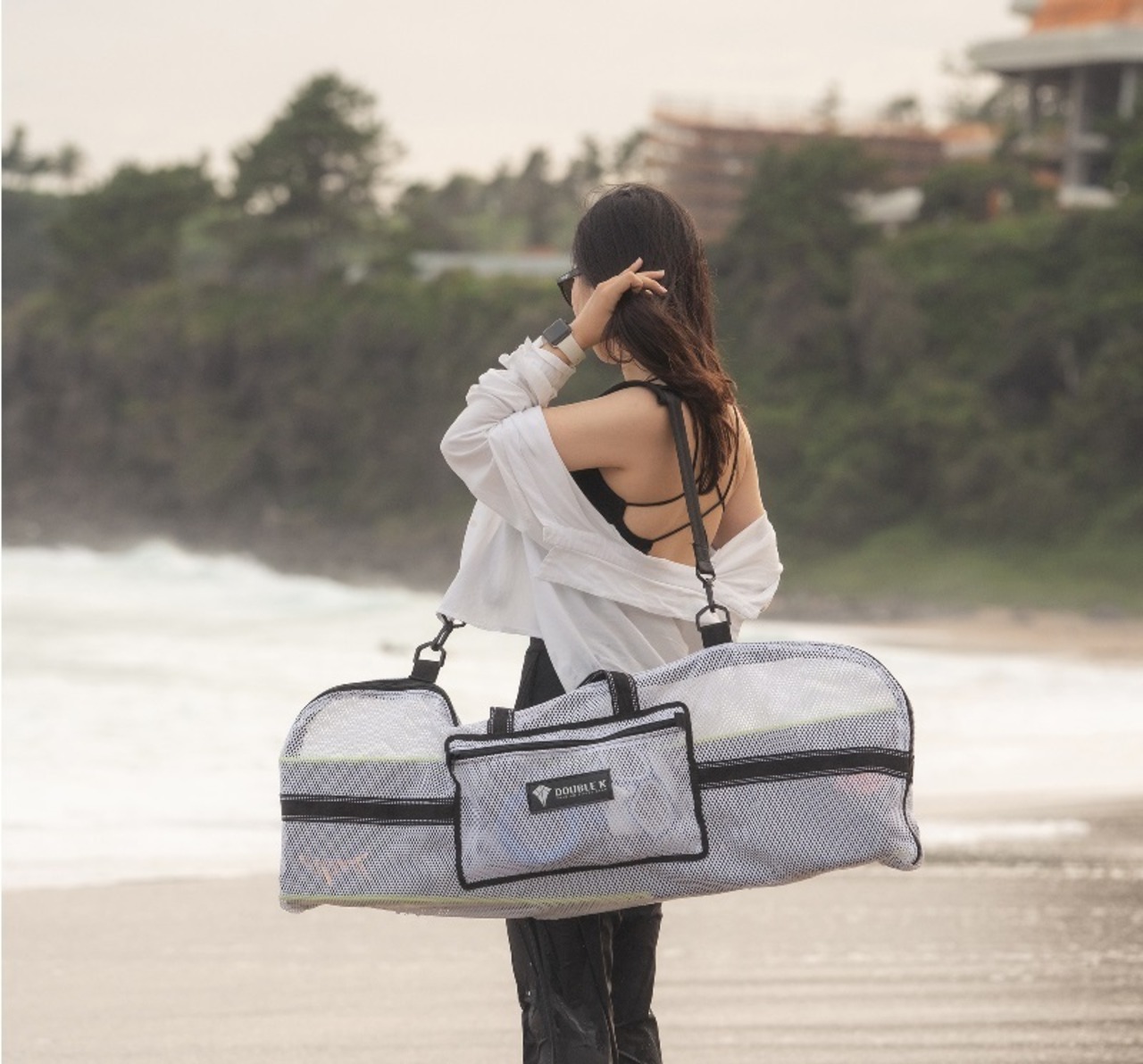 DoubleK ホワイトメッシュ ロングフィンバッグ ダブルK (ショルダー  