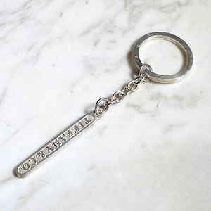 TIFFANY silver key holder with logo plate charm 