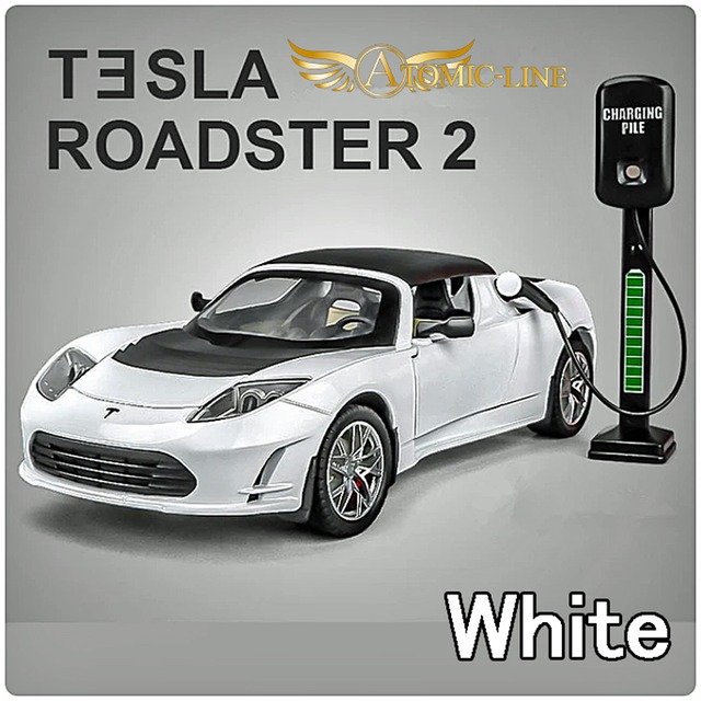 テスラ TESLR ロードスター 1/24 ミニカー 全4色 ライト点灯 エンジンサウンド 合金モデル 模型 ジオラマ