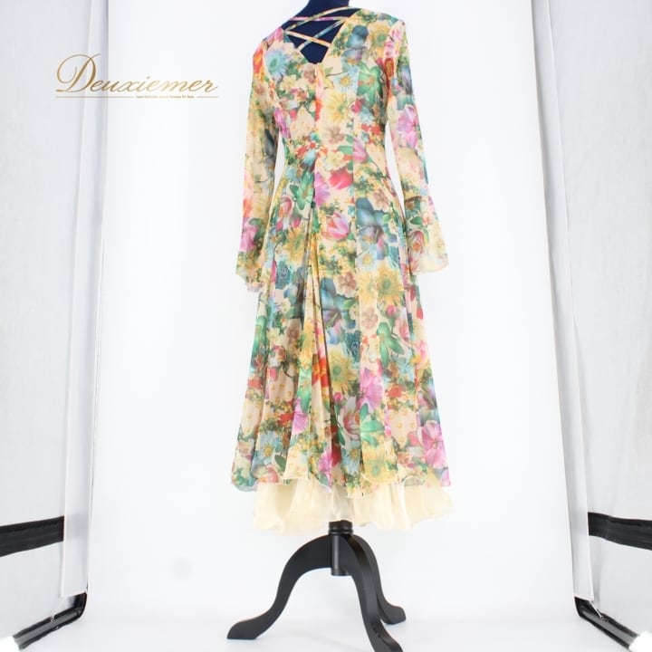 専用♡美品◆ICHIOKU 社交ダンスドレス ワンピース 花柄 スパンコール 社交ダンス 衣装 スタンダード ドレス ワンピース レッスンウェア