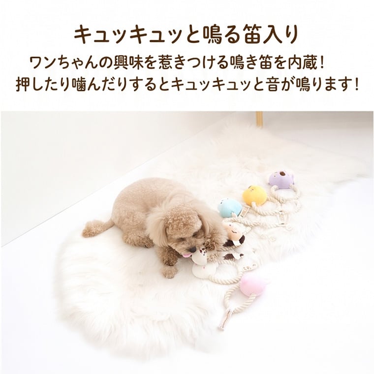 malrang toy 6color 2type / ペット 犬 おもちゃ 噛む 音が鳴る ロープ 知育玩具 鳴き笛入り 可愛い わんちゃん おもちゃ ストレス解消 韓国 ペット用品