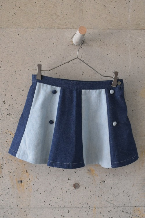 Two-tone denim mini skirt