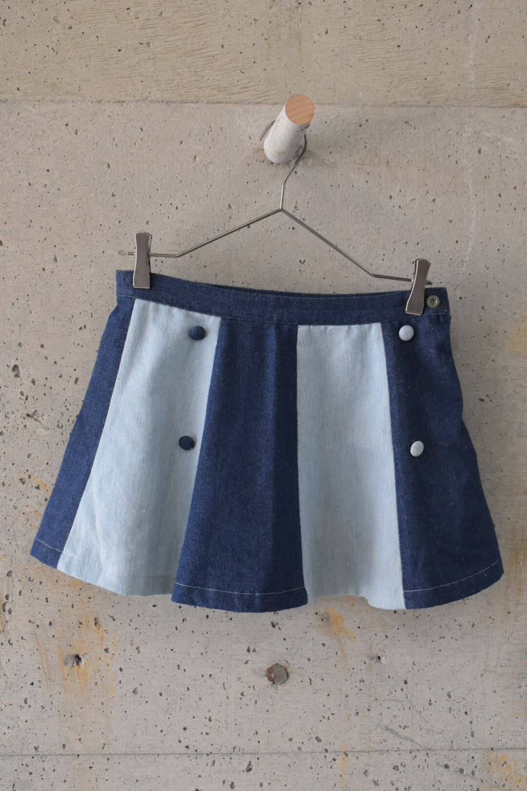 Two-tone denim mini skirt