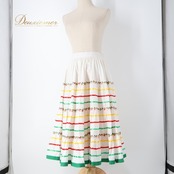 フォークダンス 衣装 スカート ホワイト系 ルイス LOUIS 刺繍 花 白 黄 赤 緑 チロリアン チロルスカート カントリー 明るい 爽やか ダンス衣装 イベント 練習 レッスン イエロー系 レッド系 グリーン系 ピンク系