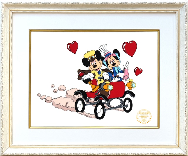 ディズニー・セル画「ミッキー&ミニー」額縁2種選択可 展示用フック付 インテリア アート Disney セル画 絵画