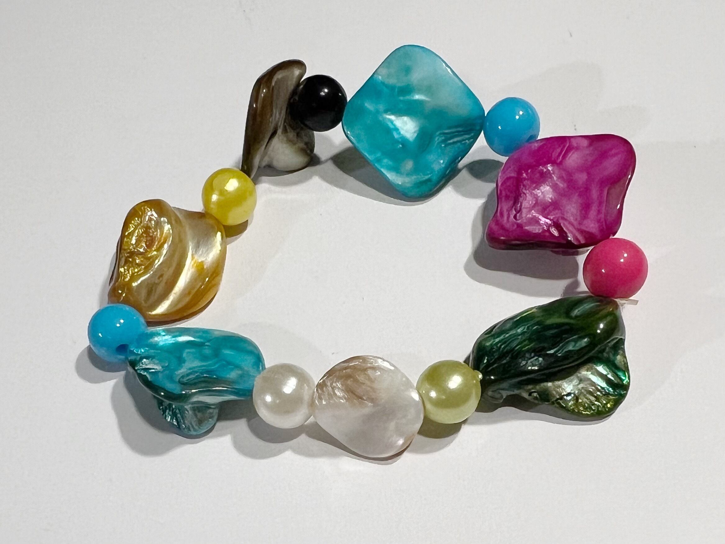 Vintage shell × beads bracelet ( ヴィンテージ シェル × ビーズ ブレスレット