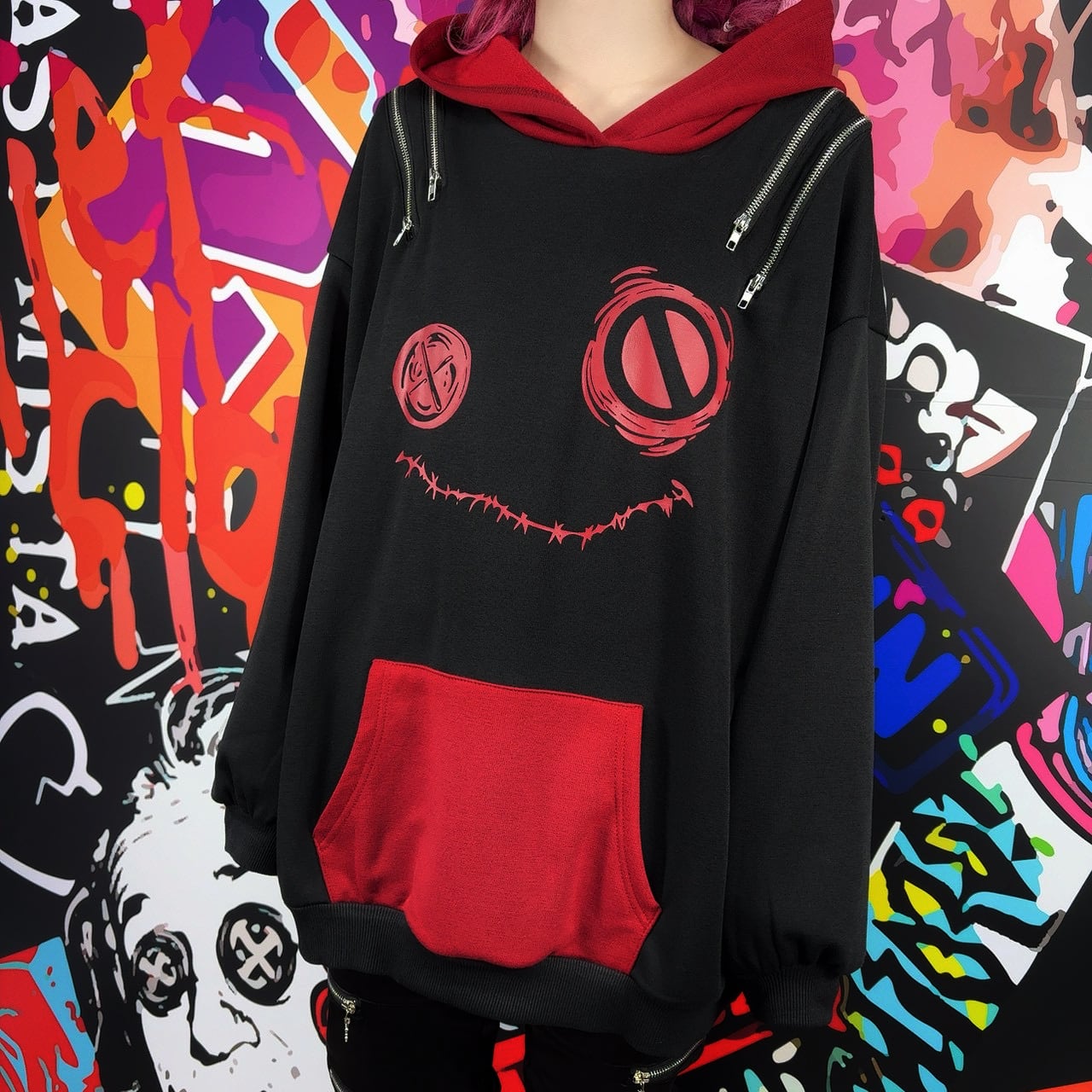 防寒4ZIP SHOULDER FLEECE INNER PARKA【BLACK×RED】 | NIER CLOTHING