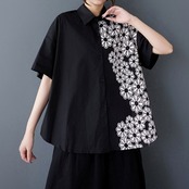 ビッグシルエット フラワー柄 プリントシャツ  30017