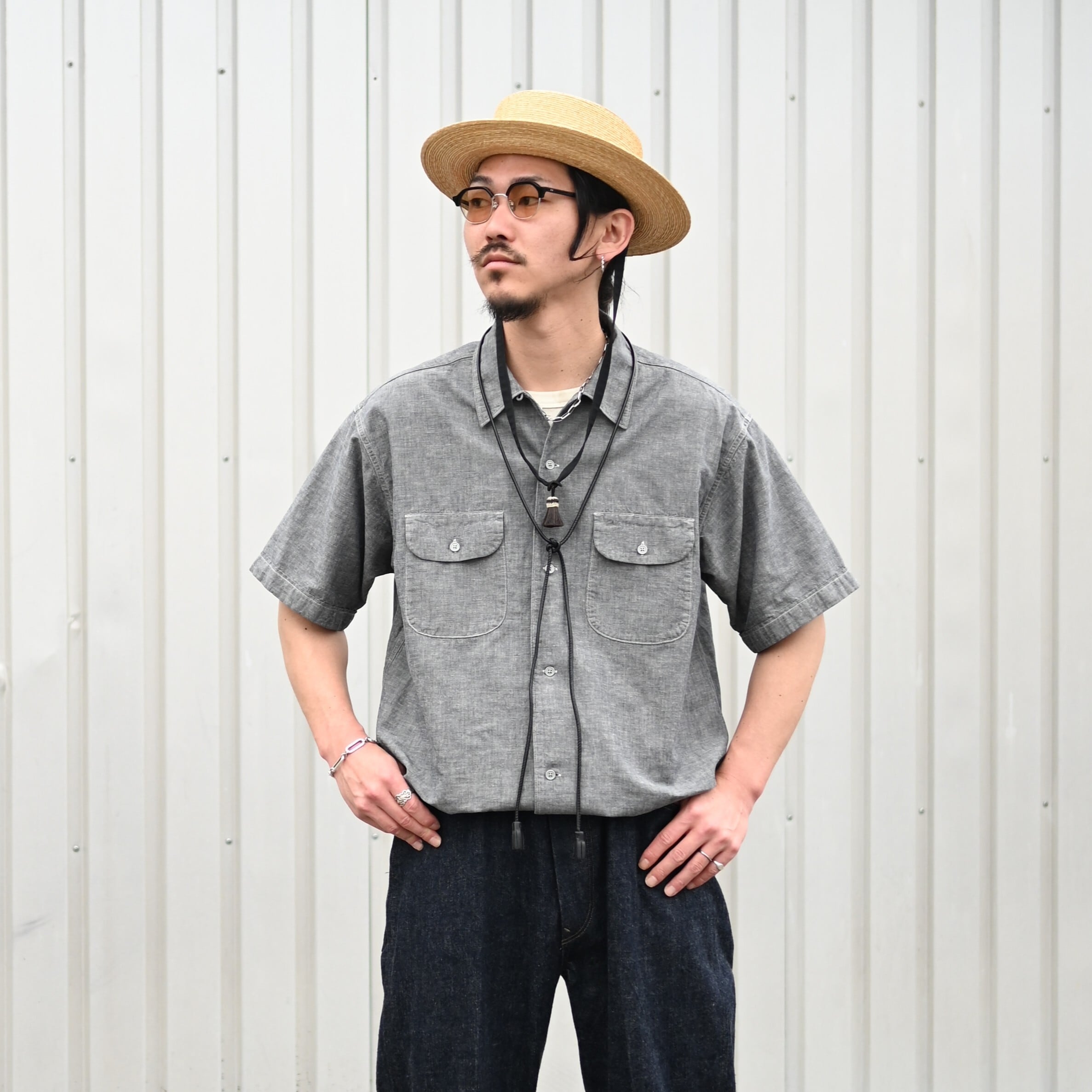 OLD JOE / GATHERED WAIST MARLBORO SHIRTS (Short-sleeve) | GANKO