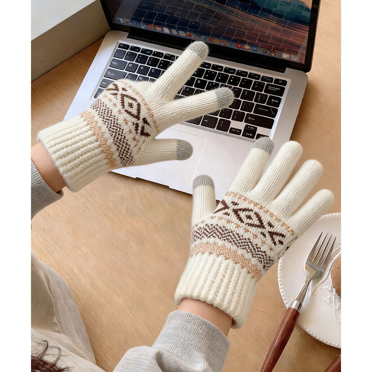 北欧風 ノルディック柄 ジャガード 手袋 レディース 秋冬 微起毛 グローブ おしゃれ 大人 かわいい きれいめ カジュアル 防寒 防風 保温 暖かい スマホ対応 タッチパネル対応 大人可愛い 大人女子