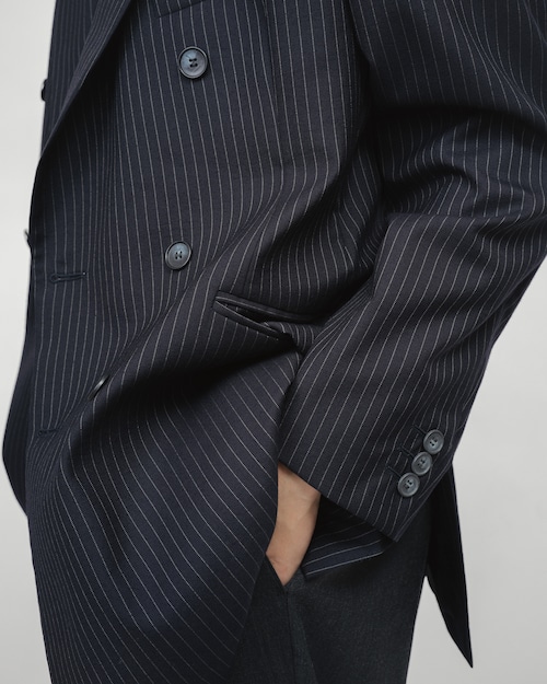 [Mid-Late 90’s] “CHRISTOPHE LEMAIRE” Pinstripe Double Breasted Tailored Jacket