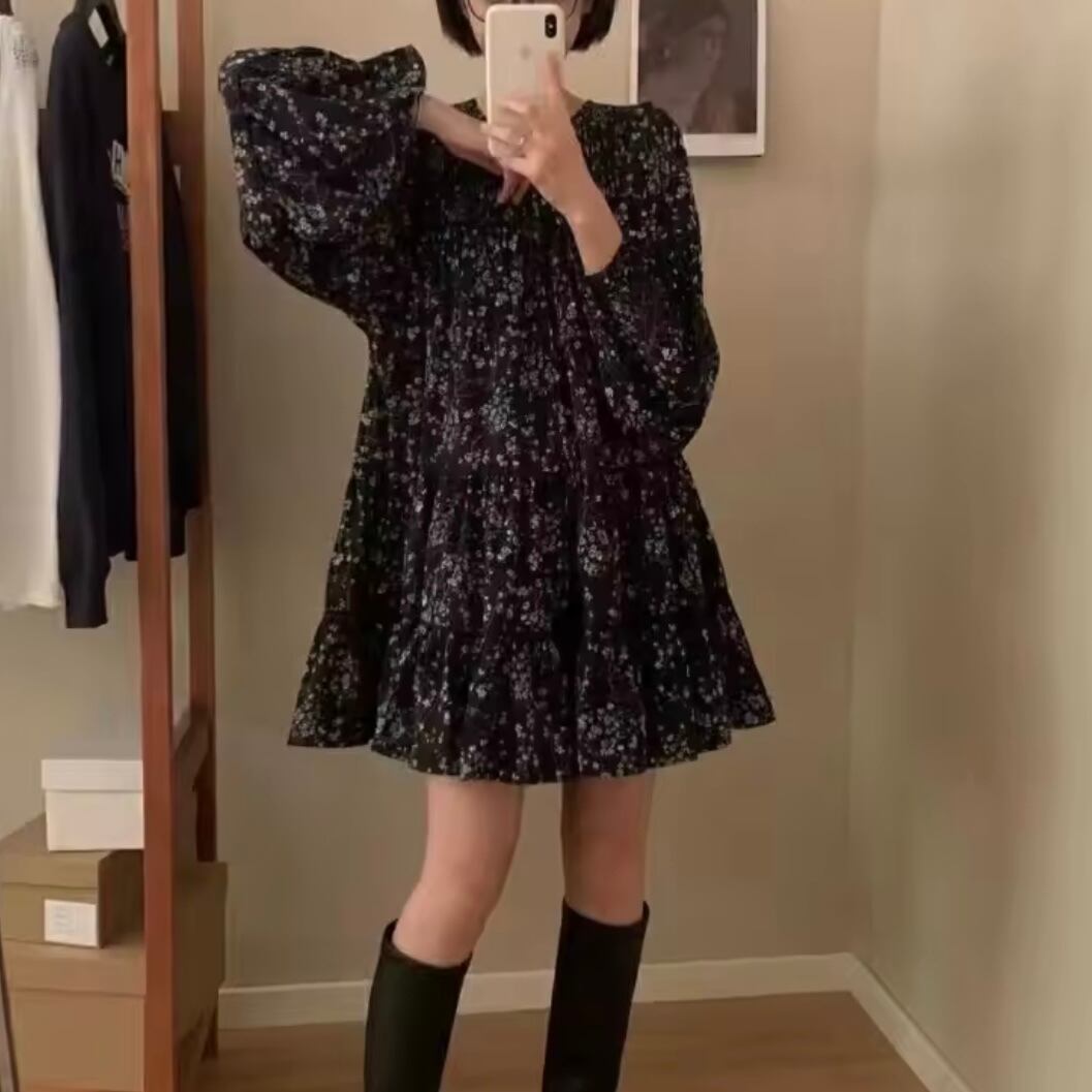 flower tiered mini dress