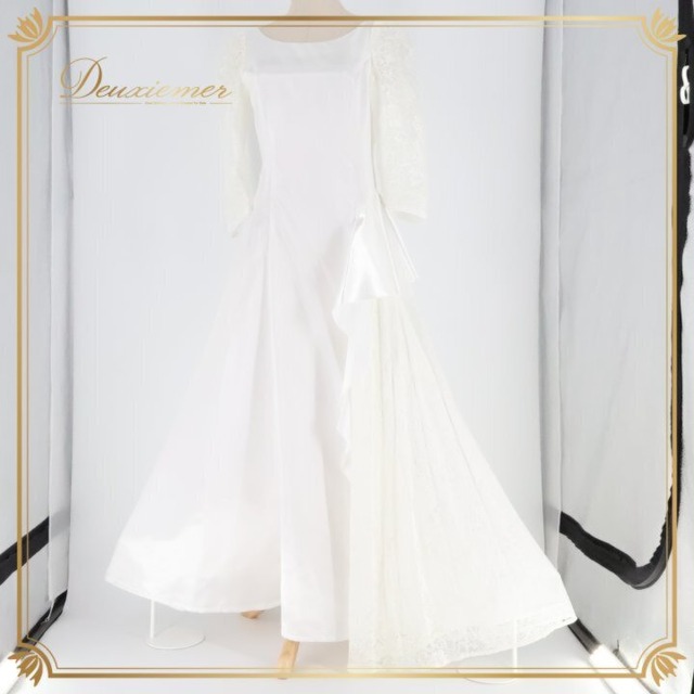 フラダンス 衣装 ワンピース ドレス セキノレーシングスポーツ ホワイト系 Hula Ku レース シースルー 長袖 華やか 明るい 上品 きれい 高級感 かわいい 白 ダンス衣装 ハワイアンダンス レディース ハワイアン レッスン 練習 フラ ダンス ドレス