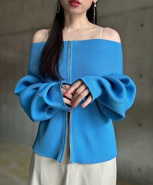 【3/14 21:00〜】 Wジップオフショルカーディガン【ブルー】