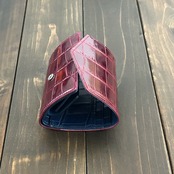 クロコダイル コンパクトウォレット ボルドー