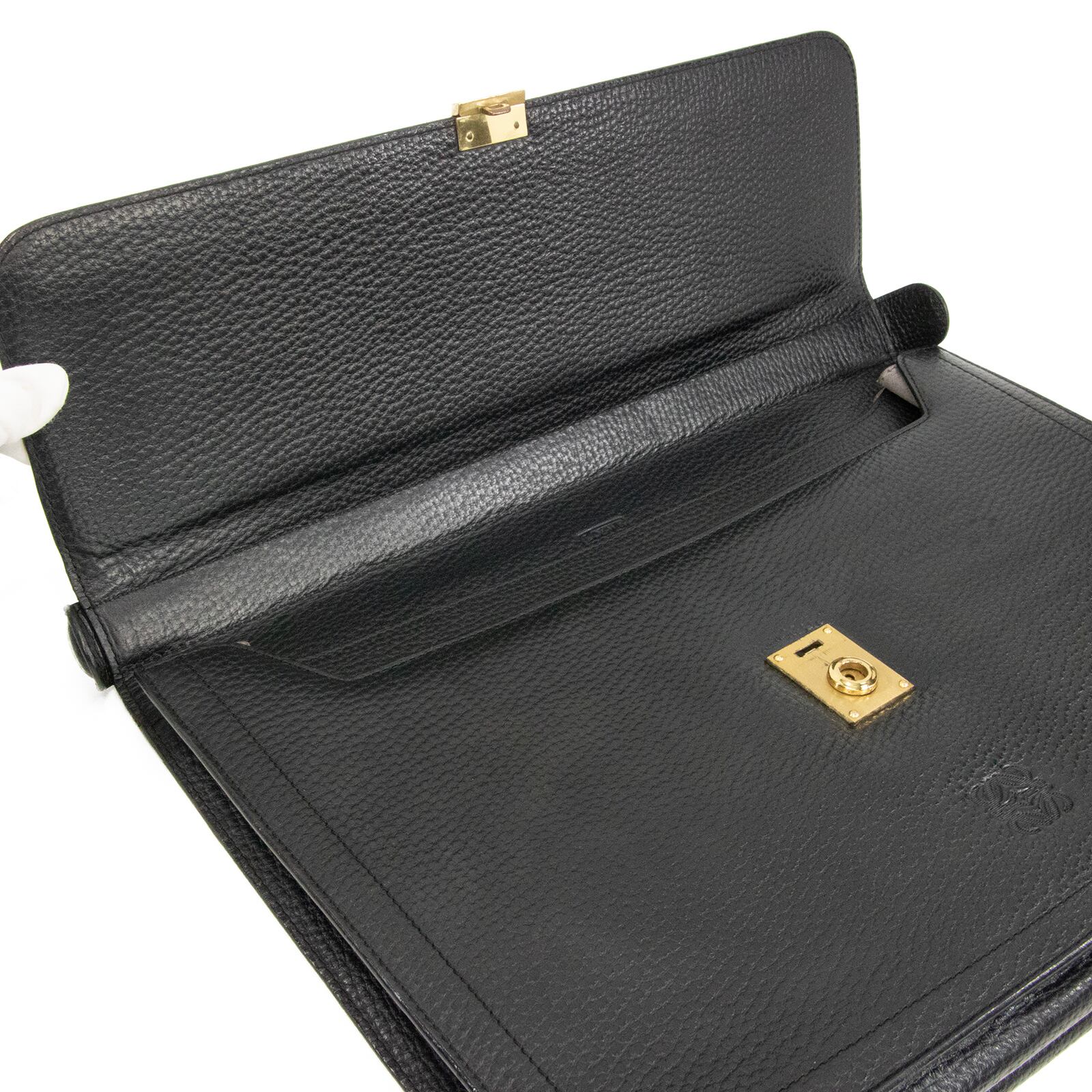 ロエベ　 ビジネスバッグ ブリーフケース ハンドバッグ 　レザー　ブラック レザー（本革） LOEWE(ロエベ) ビジネスバッグ・アタッシュケース