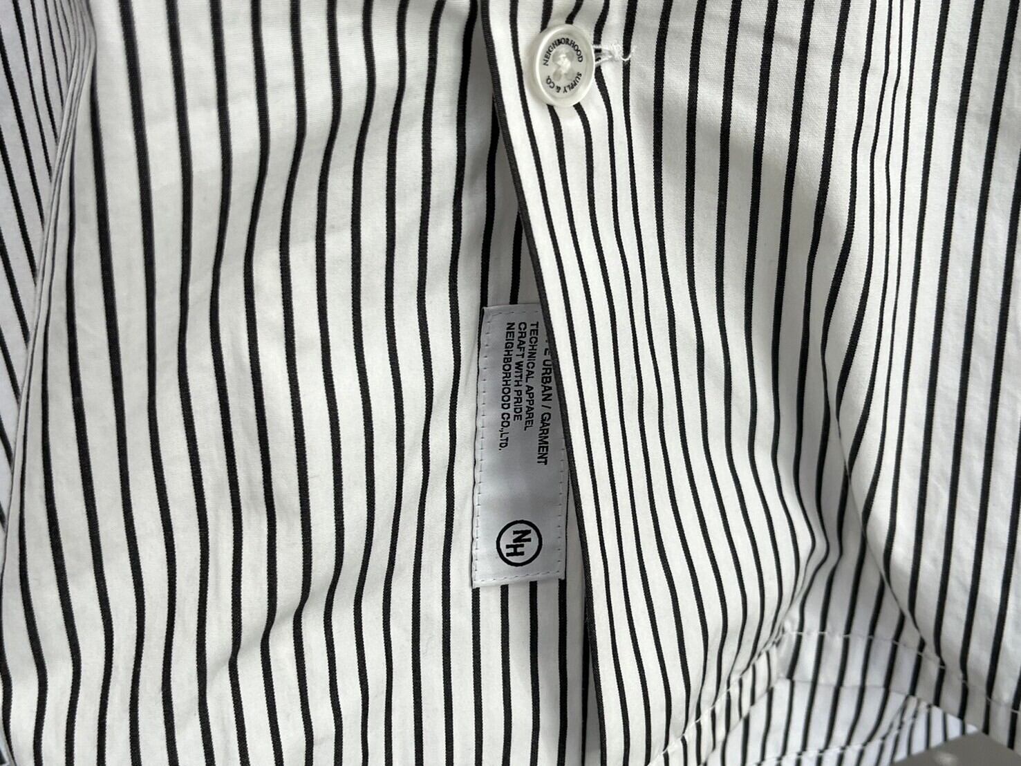 NEIGHBORHOOD STRIPE WORK SHIRT SS WHITE LARGE 241TSNH-SHM03 03515 